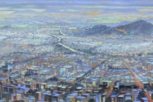 Bogotá- Tiempo de Regresar : Oleo sobre tela : 100 x 200 cms